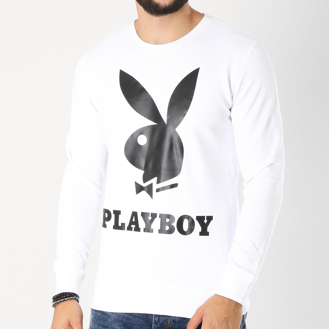 White playboy crewneck sweatshirt clearance
