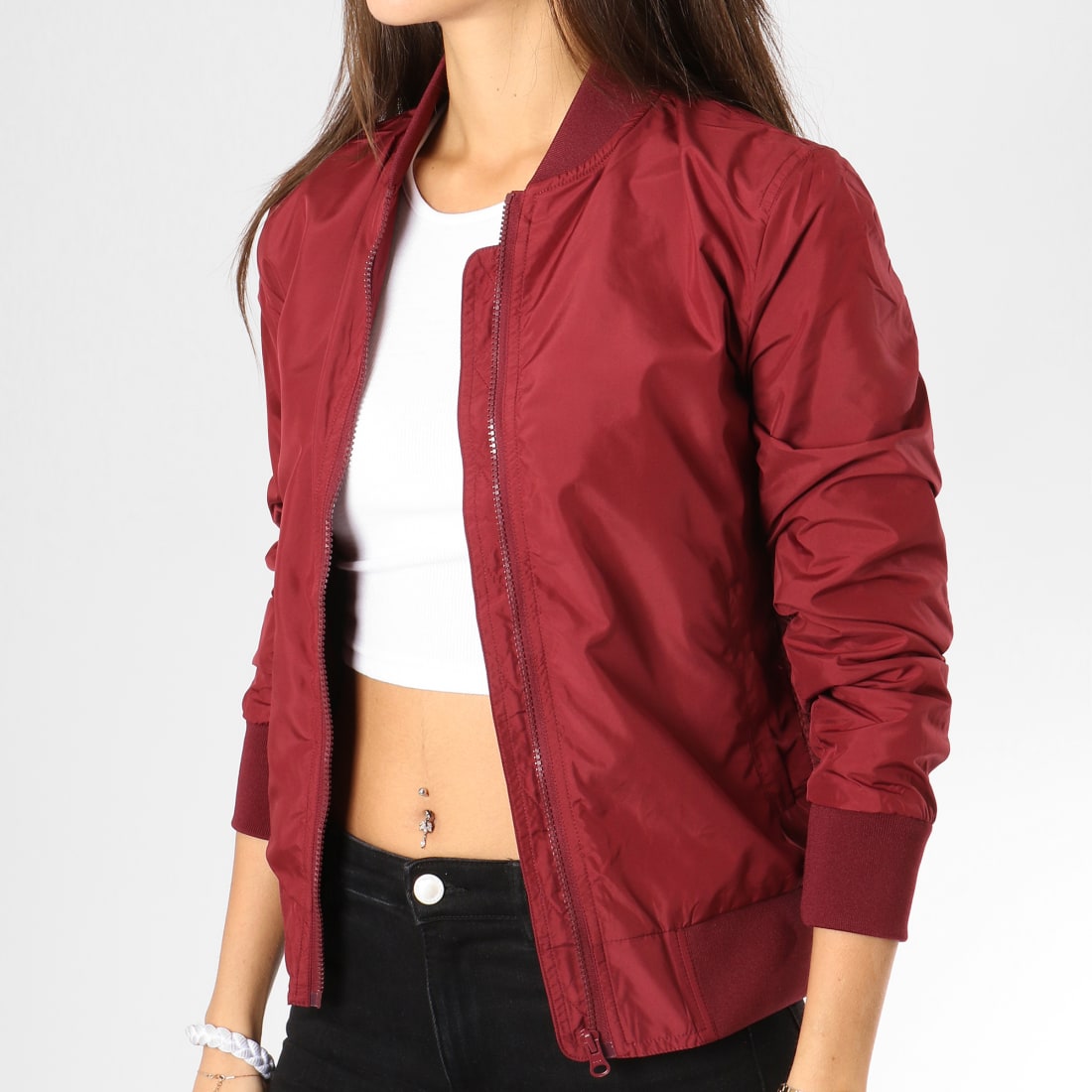 Urban Classics - Veste Zippée Femme TB1217 Bordeaux ...