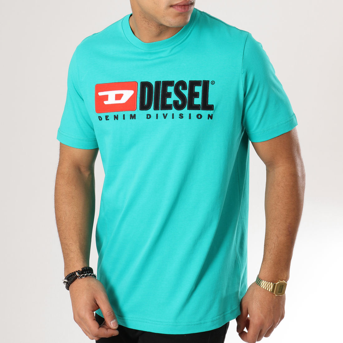 Diesel Tee Shirt Just Division 00SH0I0CATJ Bleu Turquoise