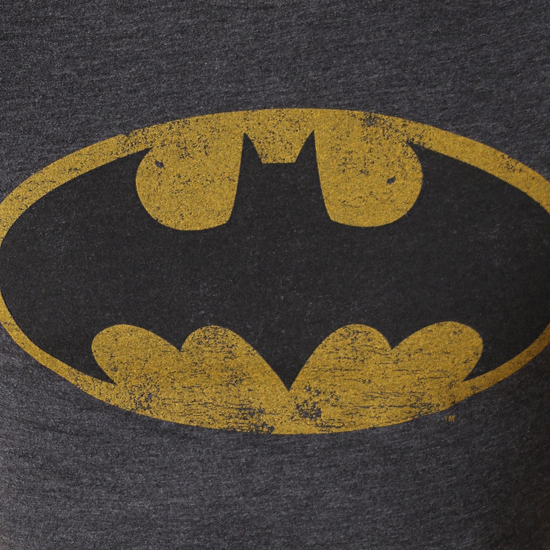 DC Comics - Tee Shirt Logo Vintage Batman Gris Anthracite Chiné -  