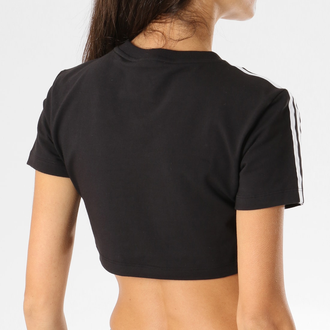 Adidas Originals - Tee Shirt Femme Crop Noir Blanc -