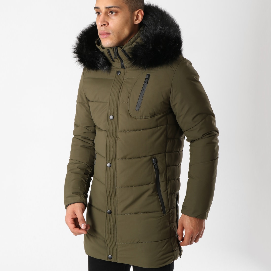 MTX - Parka Fourrure 789 Vert Kaki Noir ...