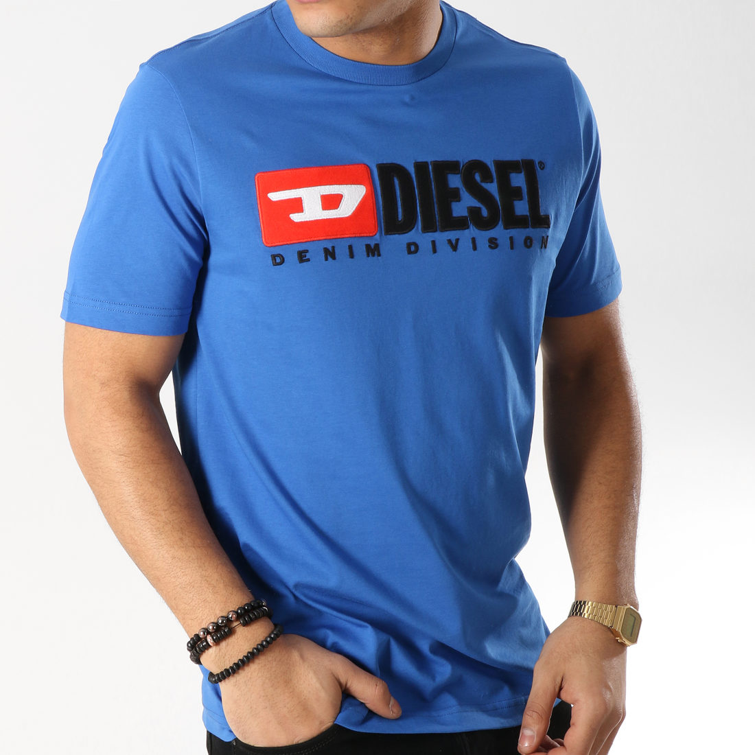 Diesel Tee Shirt Just Division 00SH0I0CATJ Bleu Ciel