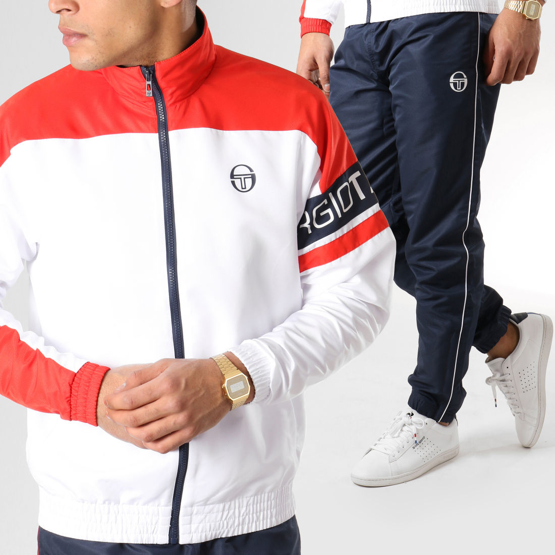 Sergio Tacchini Ensemble de Survetement Cohen Blanc Rouge Bleu