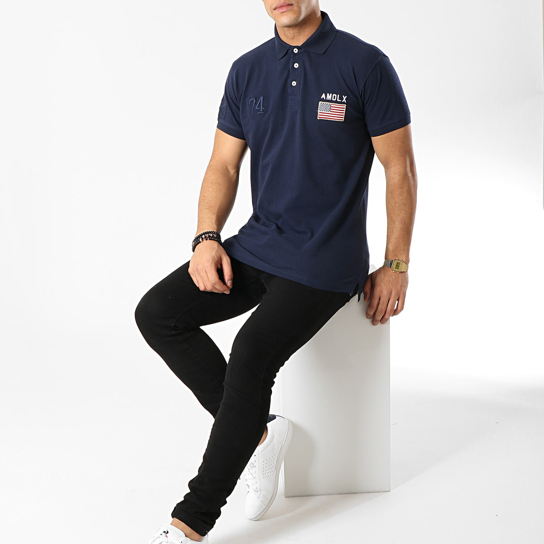 Deeluxe Polo Manches Courtes Drisky Bleu Marine