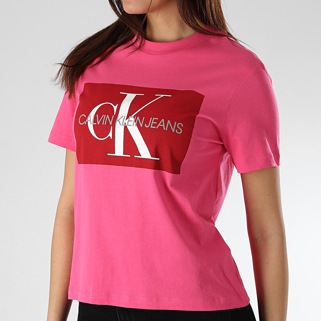 Calvin Klein Tee Shirt Femme Iconic Monogram Box 1216 Rose