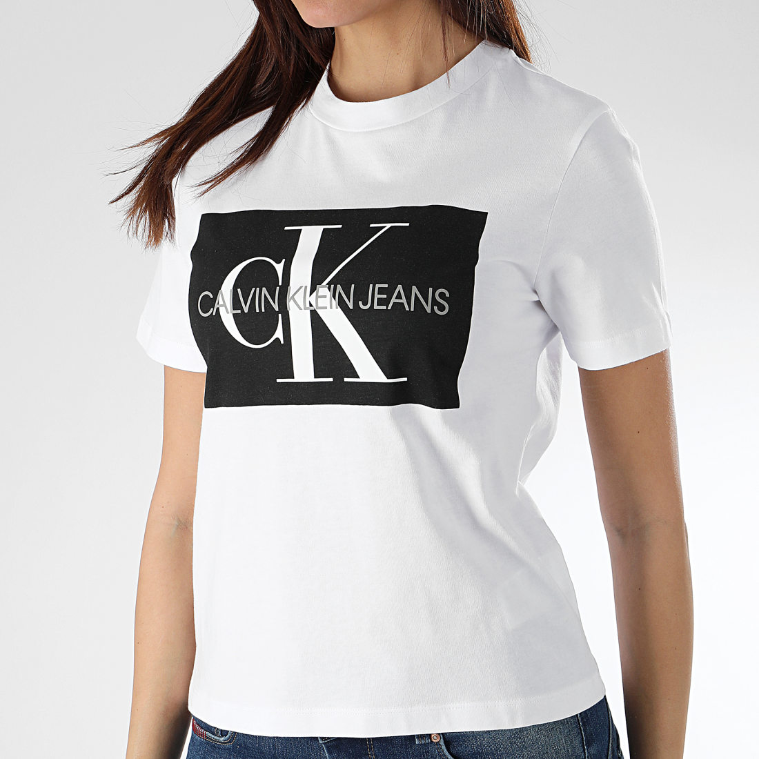 Calvin Klein Tee Shirt Femme Iconic Monogram Box 1216 Blanc