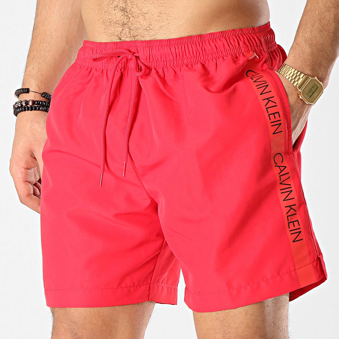 short de bain calvin klein rose