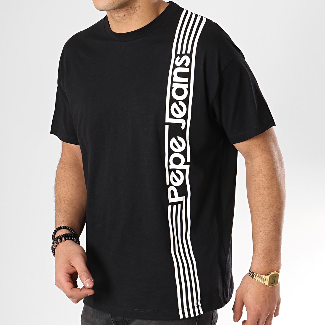 Pepe Jeans Tee Shirt Durham Noir Blanc Laboutiqueofficielle Com