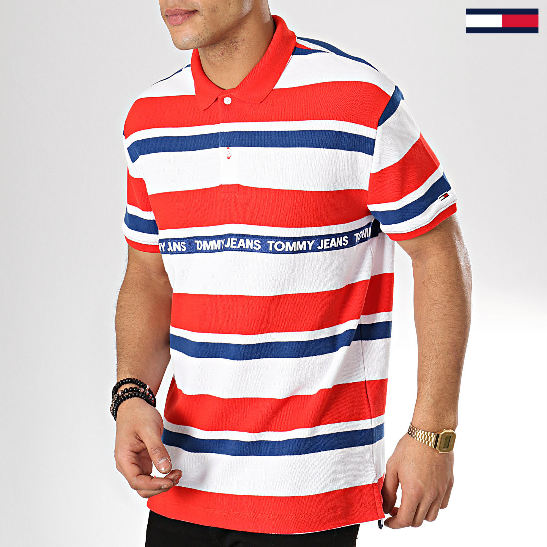 Tommy Hilfiger Polo Manches Courtes Multi Stripes 6023 Rouge