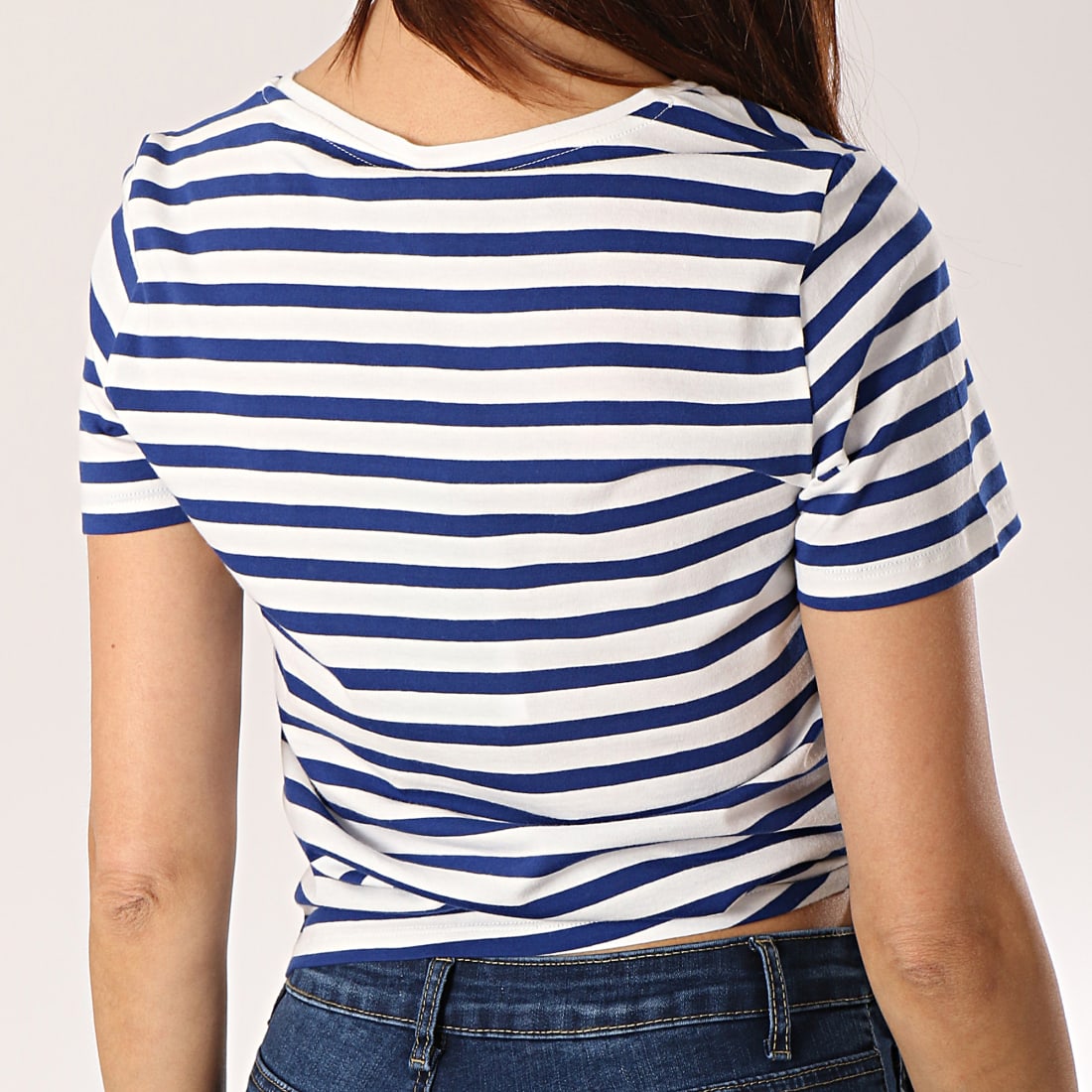 Only - Tee Shirt Femme Brave Blanc Bleu Marine ...