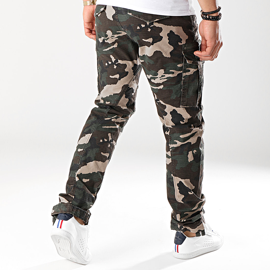 Jack And Jones Pantalon Cargo Drake Chop Vert Kaki Camouflage