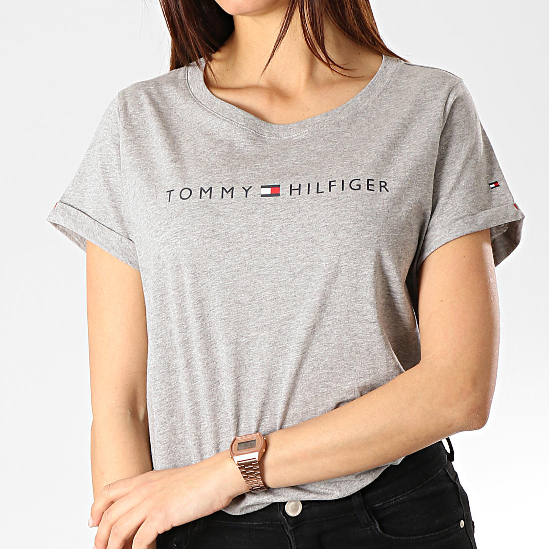Tommy Hilfiger T Shirt Blanc ChinÃ© T Shirt Tommy