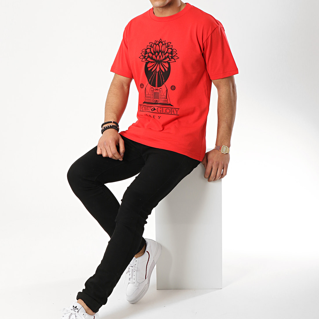 Obey - Tee Shirt Power And Glory Rouge ...
