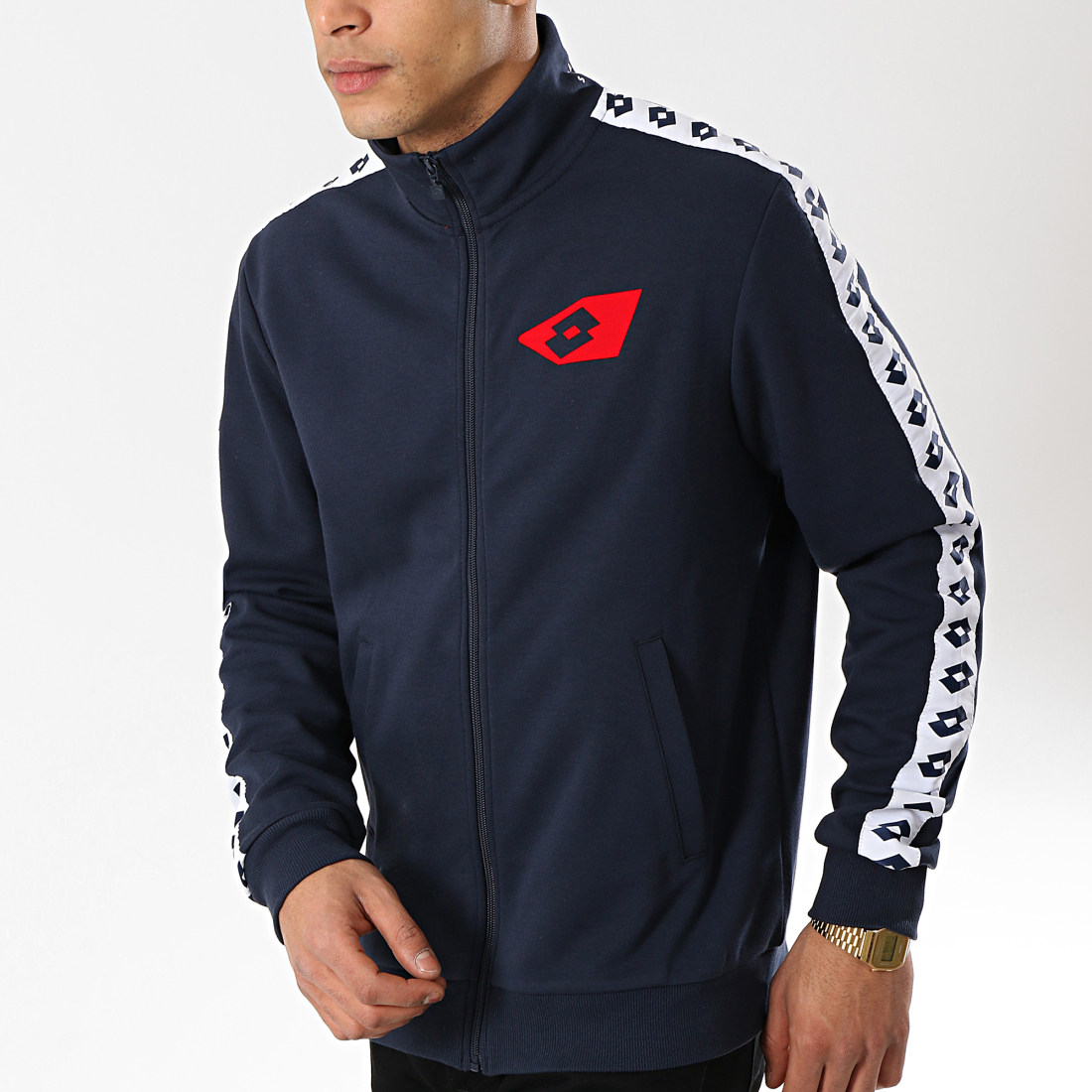 Lotto - Veste Zipp?�e Avec Bandes Athletica 211190 Bleu Marine - LaBoutiqueOfficielle.com