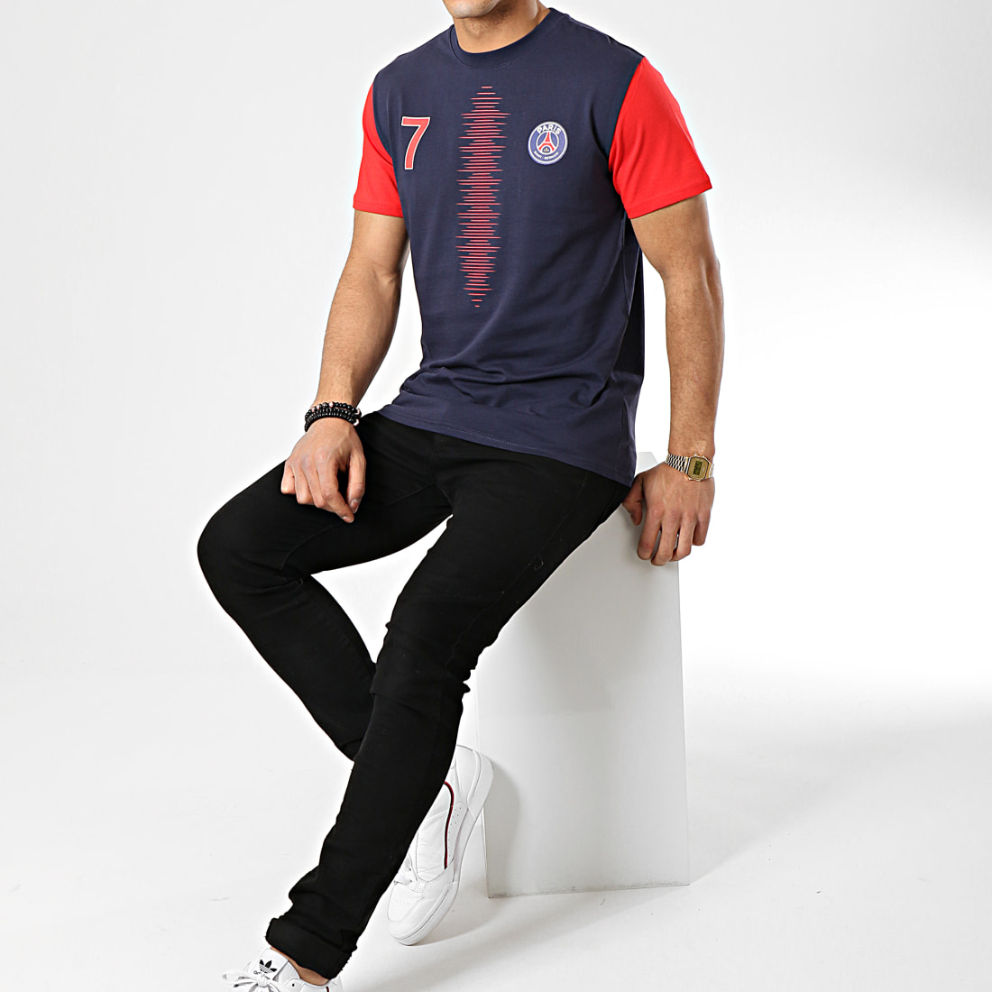 PSG - Tee Shirt Player Mbappé Bleu Marine Rouge ...