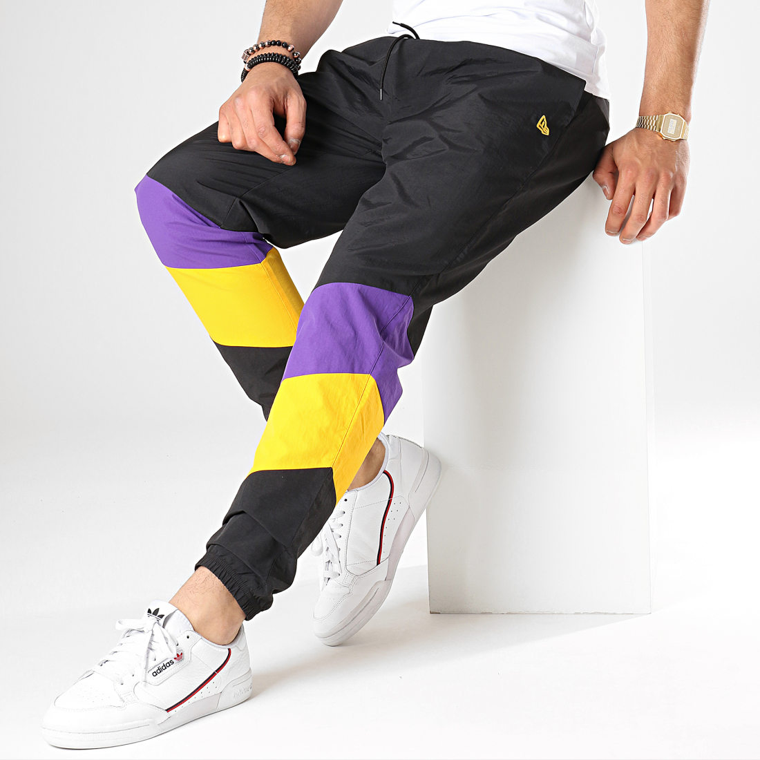 Pantalon NBA Los Angeles Lakers New Era Colour Block Jogger Gris