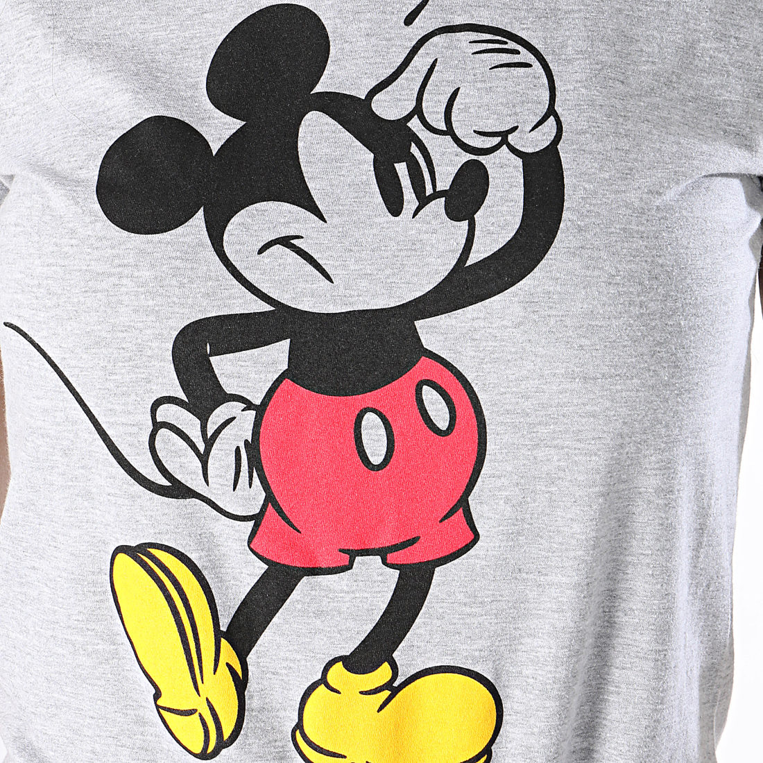 Mickey Mouse Tee Shirt Femme Annoying Face Gris Chiné