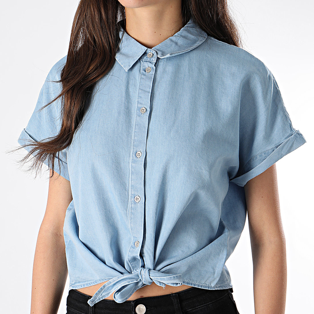 Only Chemise Manches Courtes Femme Milen Bleu Clair Only Chemise Manches Courtes Femme Milen Bleu Clair