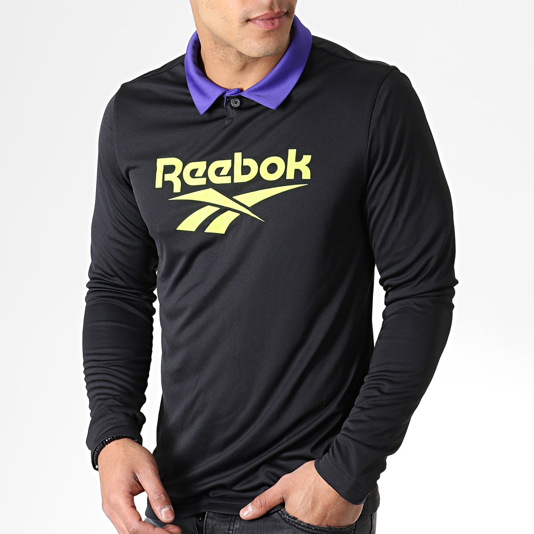 Reebok - Tee Shirt Manches Longues De Sport Classic Vector FI2890 Noir Violet Jaune 