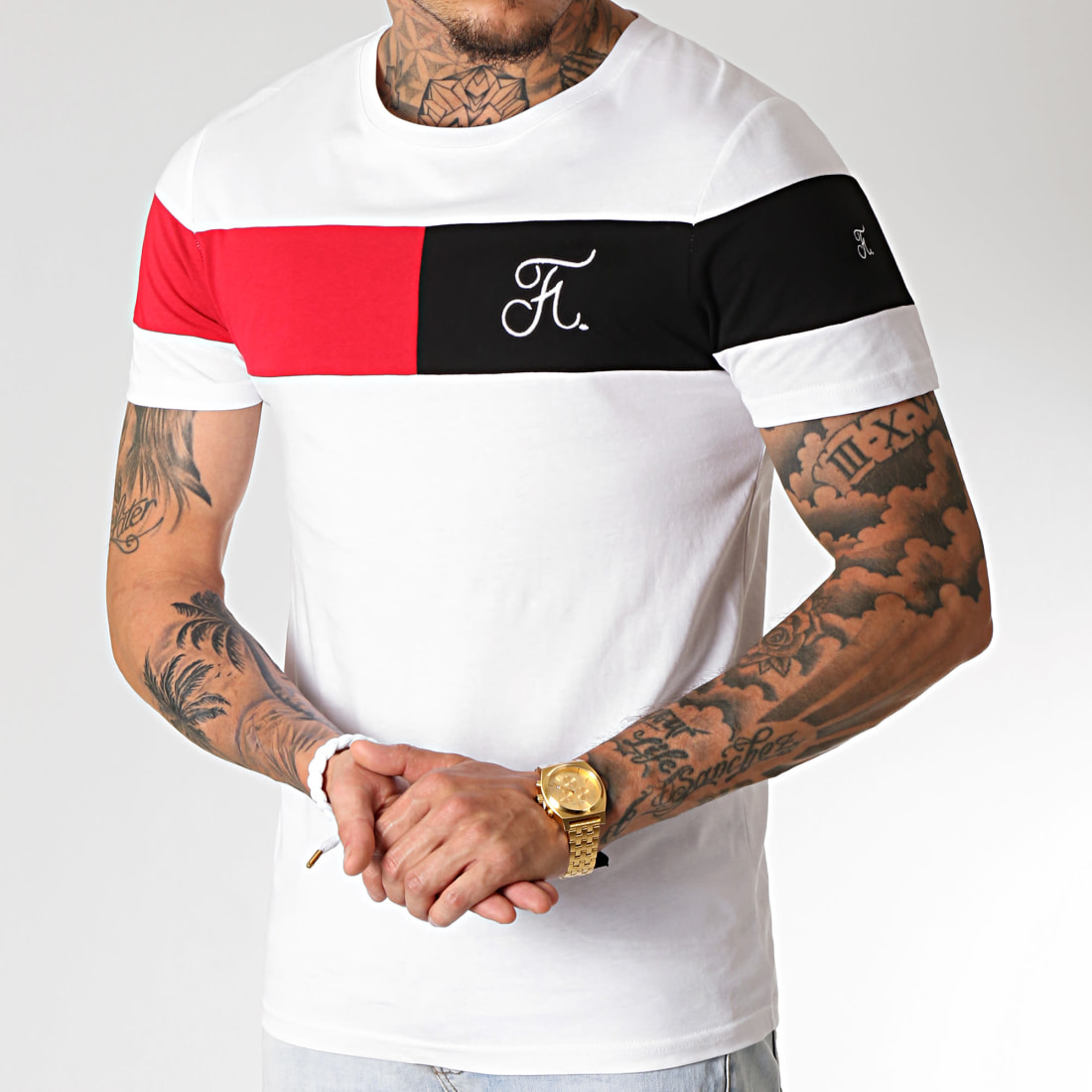 Final Club Tee Shirt Tricolore Avec Broderie 228 Blanc