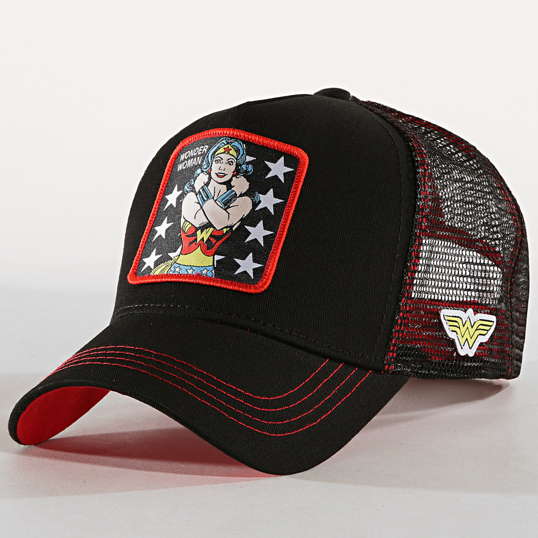 Capslab Casquette Trucker Wonder Woman Noir Rouge