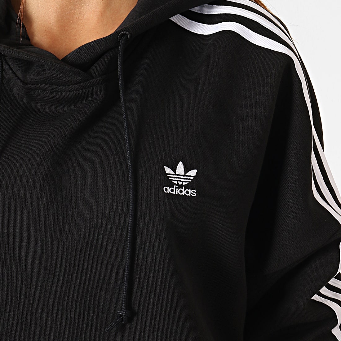 Adidas Originals - Sweat Capuche Femme Avec Bandes Cropped ED7554 Noir 