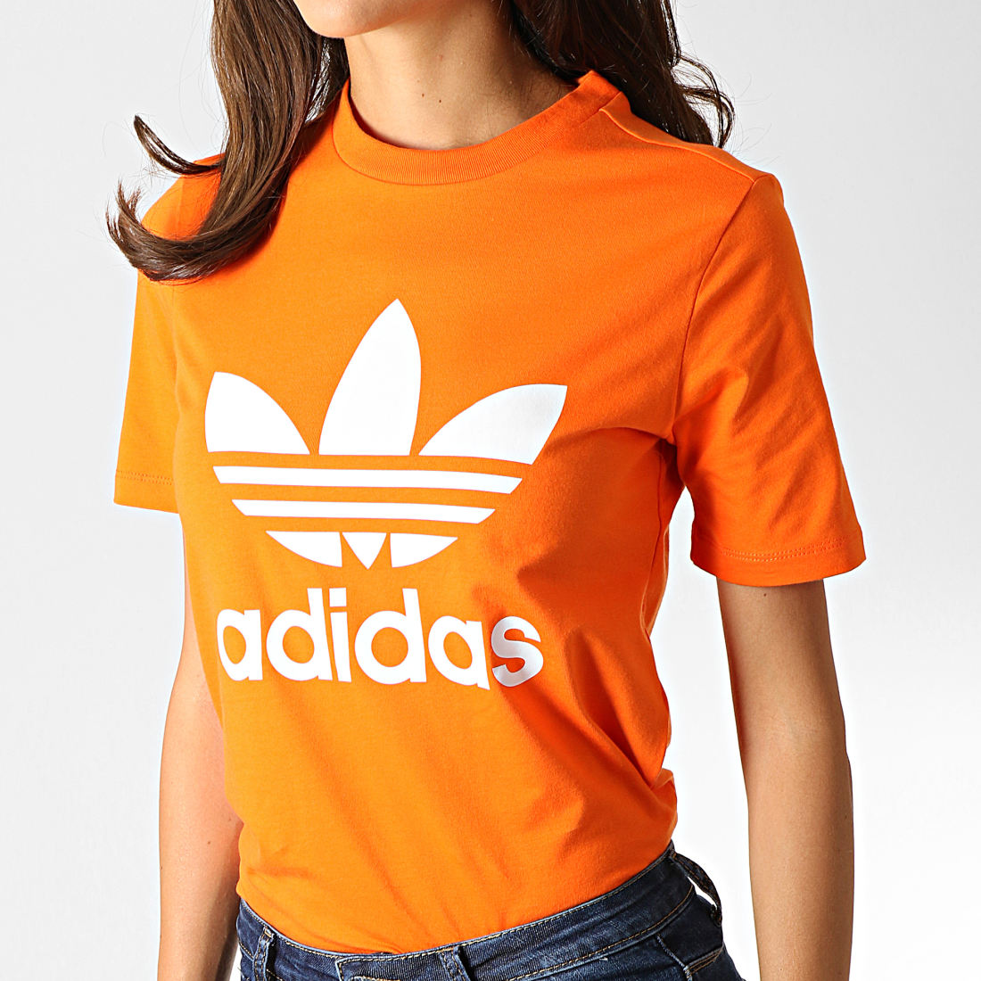 Originals Trefoil Flock T-Shirt Orange- Sports France | roadskysafety.com