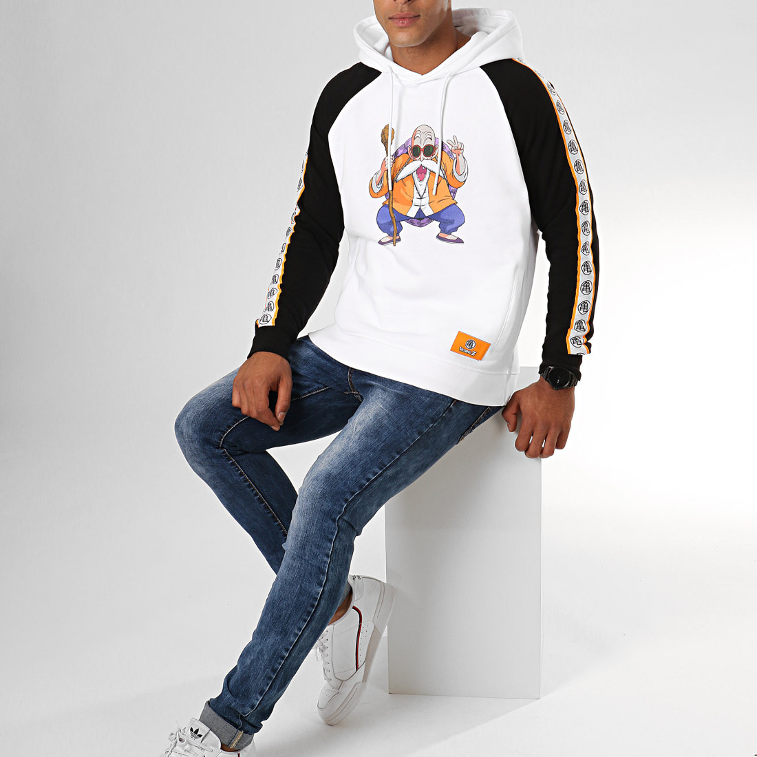 Dragon Ball Z - Sweat Capuche A Bandes Kame Blanc Noir