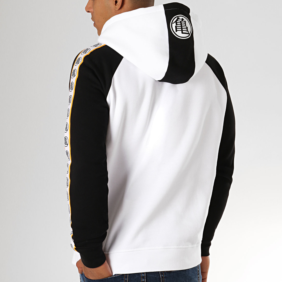 Dragon Ball Z - Sweat Capuche A Bandes Kame Blanc Noir