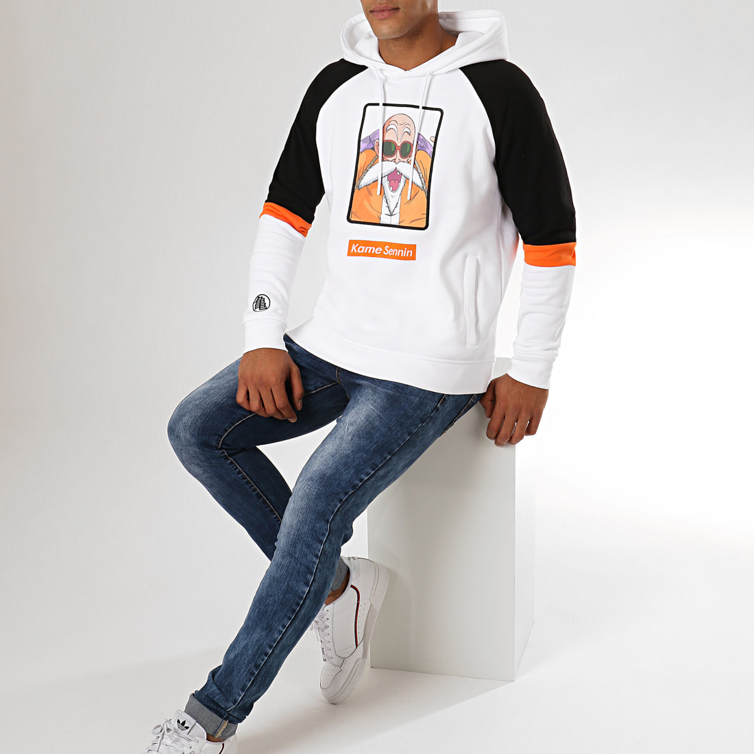 Dragon Ball Z - Sweat Capuche Brodé Kame Blanc Noir