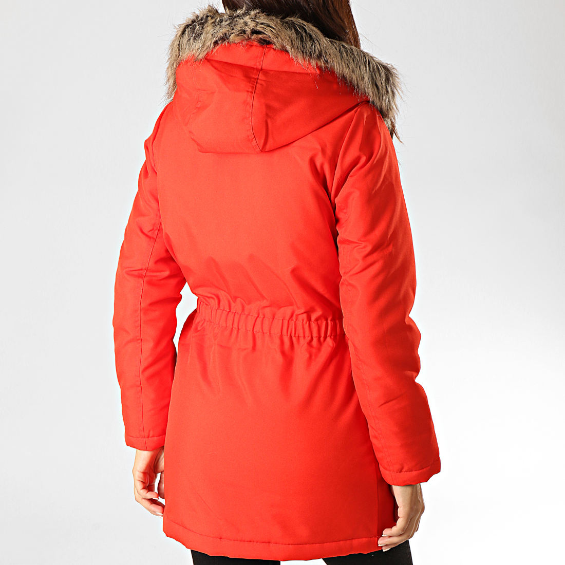 Only - Parka Fourrure Femme Iris Rouge ...