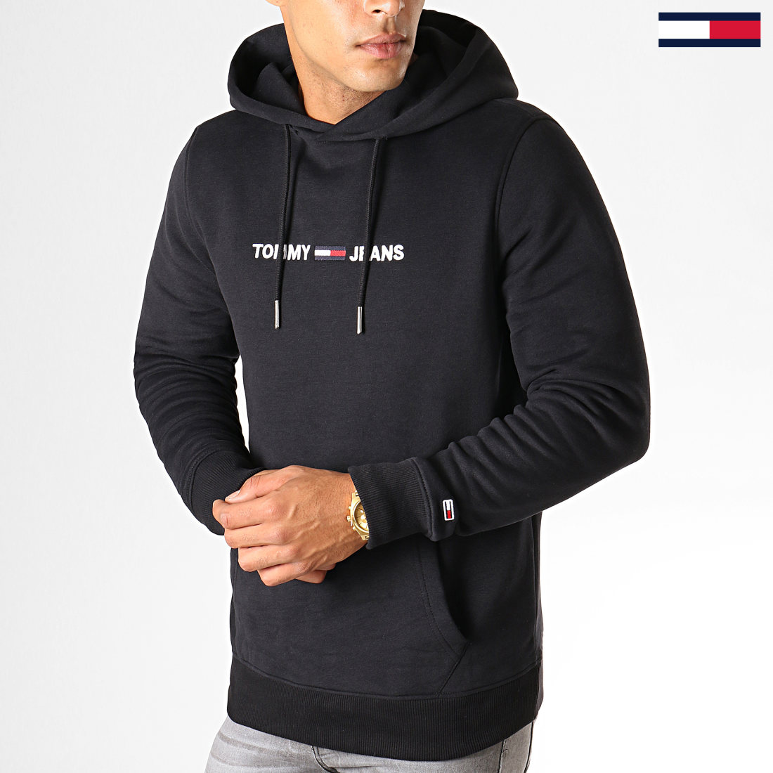 Tommy Hilfiger - Sweat Capuche Straight Logo 7030 Noir ...
