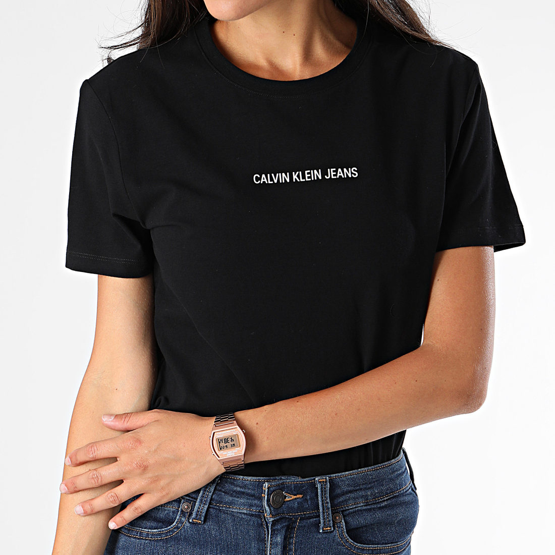 Calvin Klein - Tee Shirt Slim Femme 2258 Noir ...