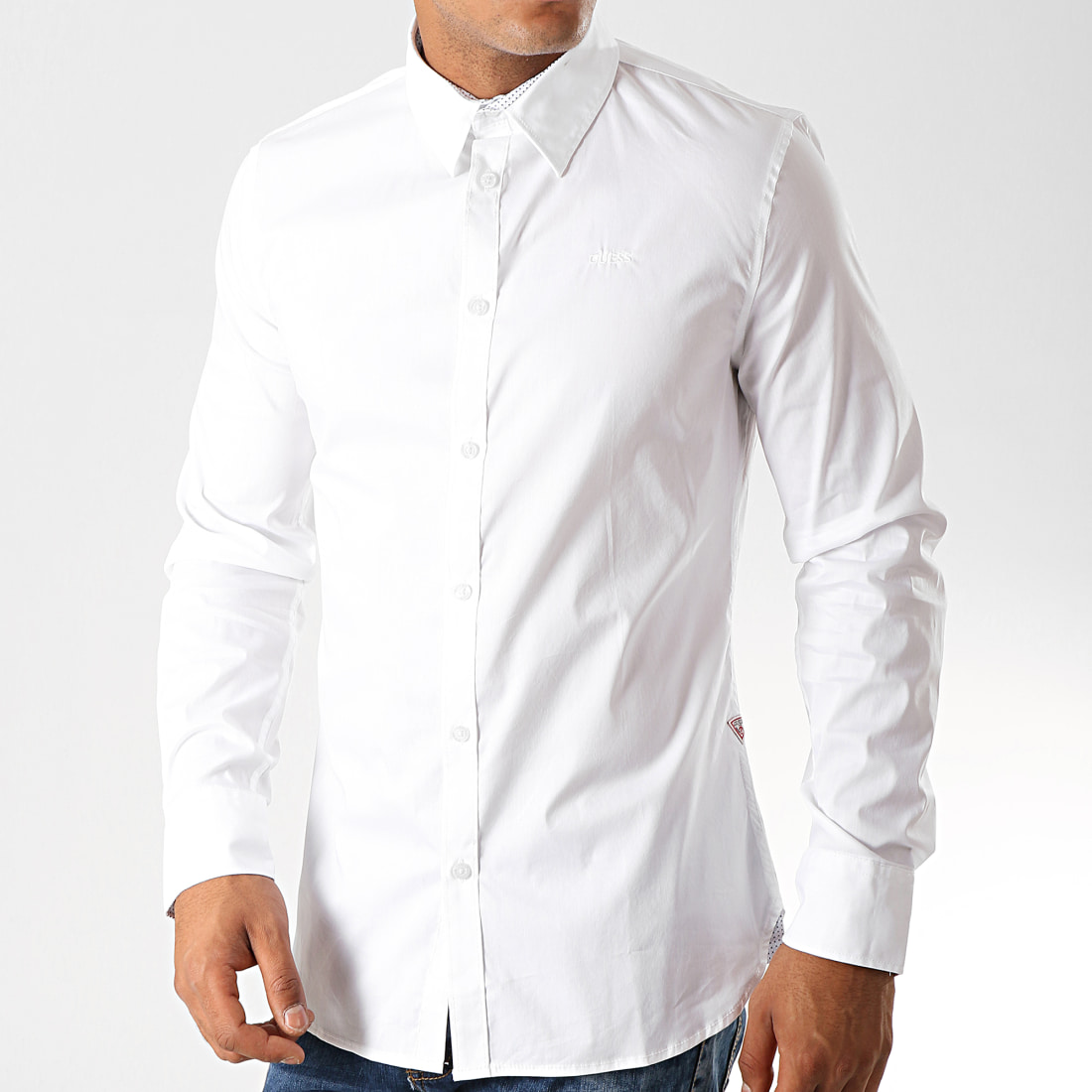 Guess - Chemise Manches Longues M93H41-W7ZK0 Blanc -  LaBoutiqueOfficielle.com