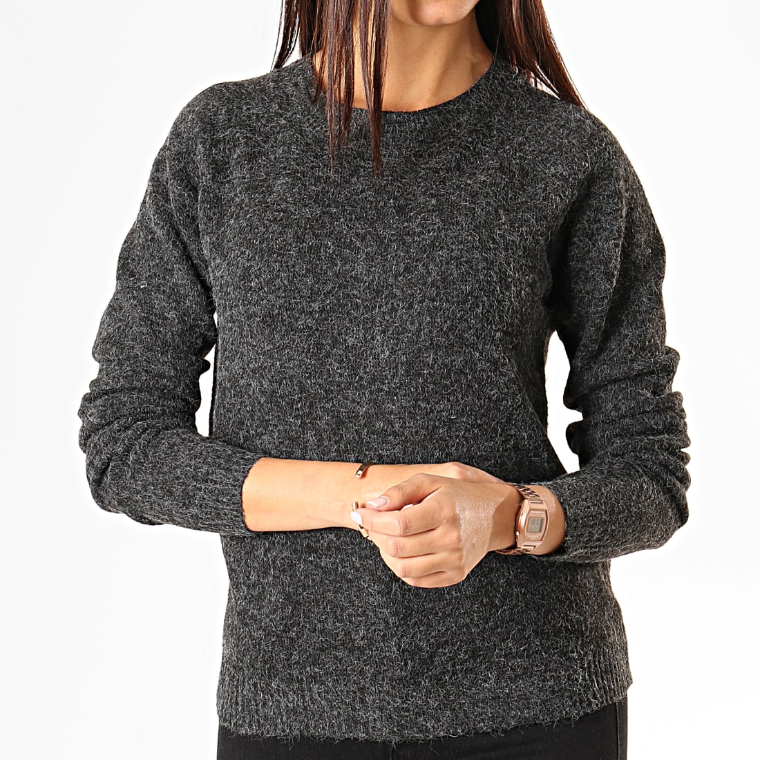 Vero Moda - Pull Femme Doffy Gris Anthracite Chiné ...
