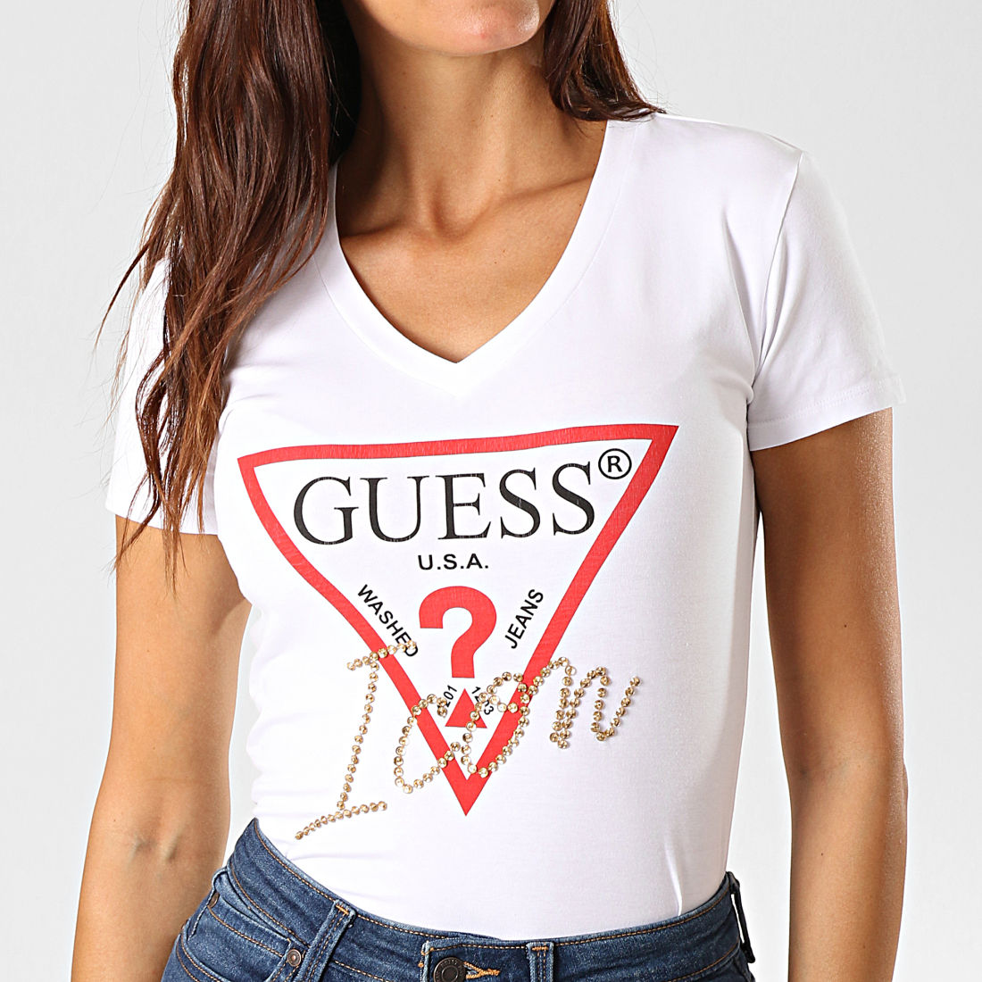 Tee shirt shop guess rayé femme