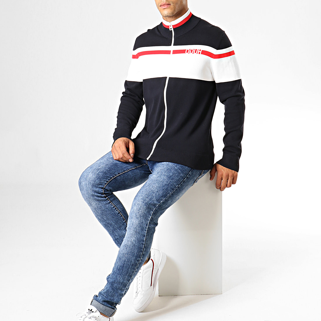 HUGO by Hugo Boss Gilet Zippé Sjacketo 51414492 Bleu Marine Blanc