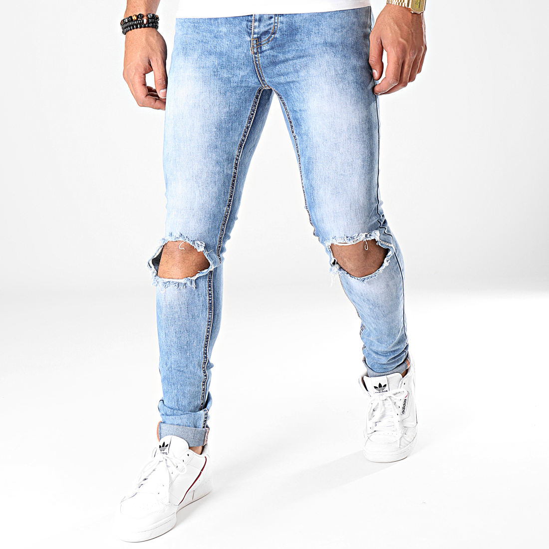 jean bleu troué homme