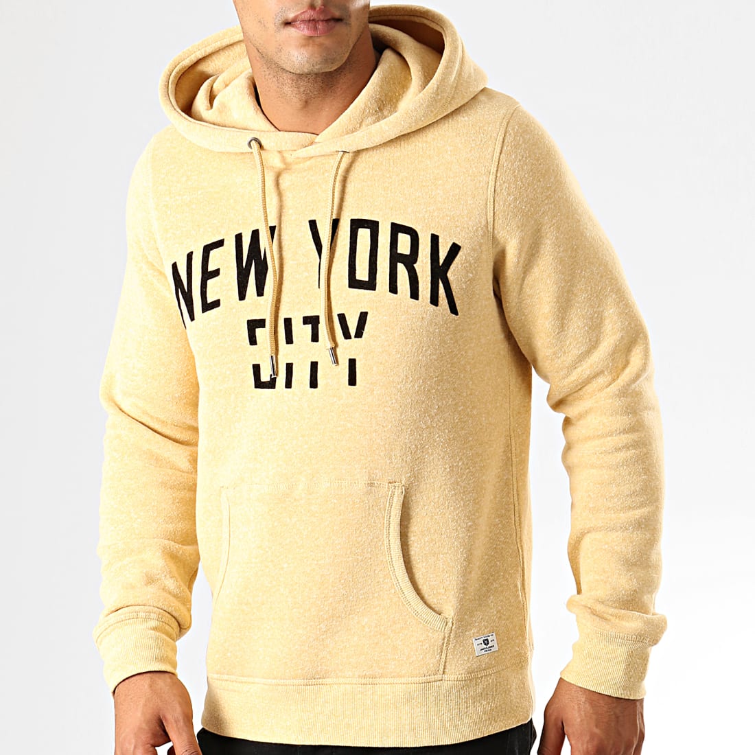 Jack And Jones - Sweat Capuche Kev Jaune Clair Chiné ...