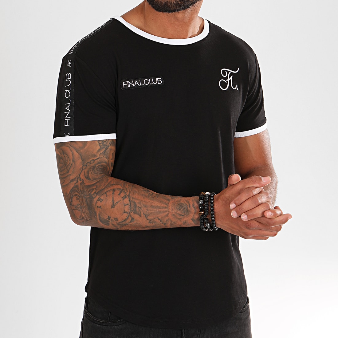 Final Club Tee Shirt Oversize Avec Bandes Et Broderies 295 Noir
