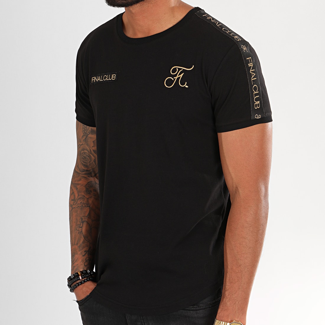 Final Club Tee Shirt Oversize Gold Label Avec Bandes Et Broderies Or