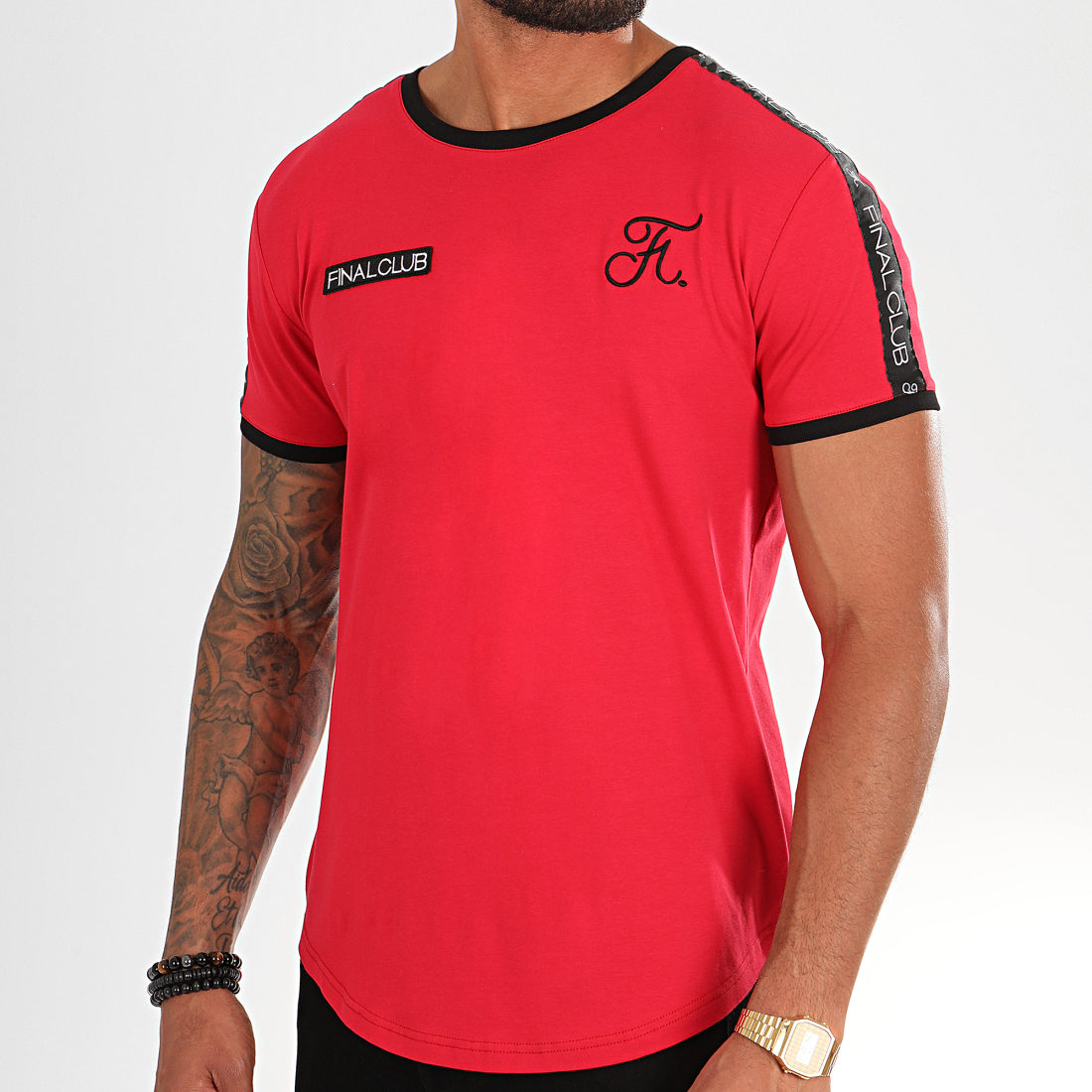 Final Club Tee Shirt Oversize Avec Bandes Et Broderies 312 Rouge