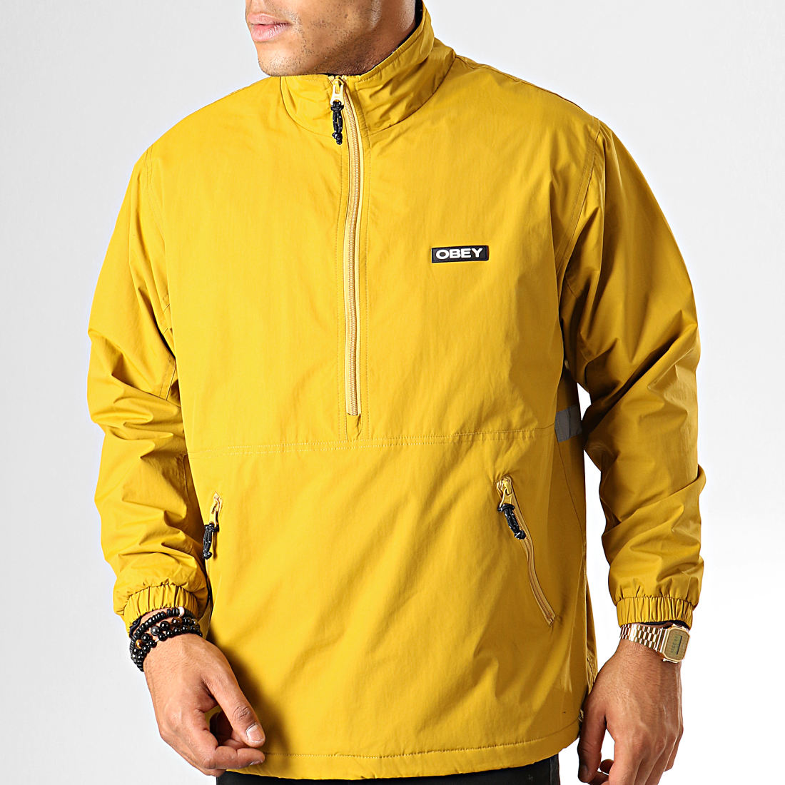 Download Obey - Coupe-Vent Col Zippé Attitude Mock Anorak Jaune ...