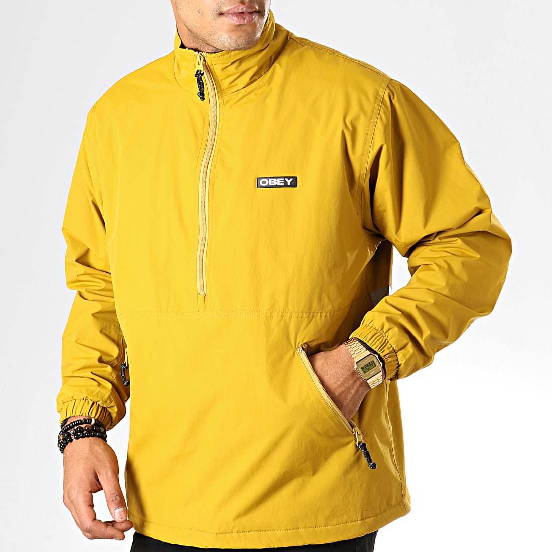 Download Obey - Coupe-Vent Col Zippé Attitude Mock Anorak Jaune Moutarde - LaBoutiqueOfficielle.com