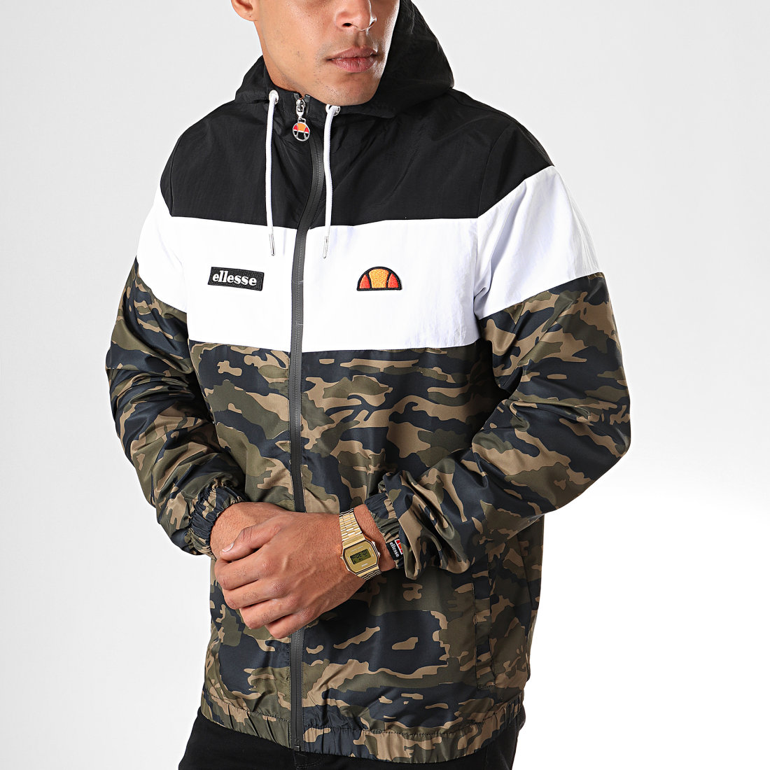 Ellesse Veste Zipp e Capuche Mattar SHC05236 Noir Blanc Vert