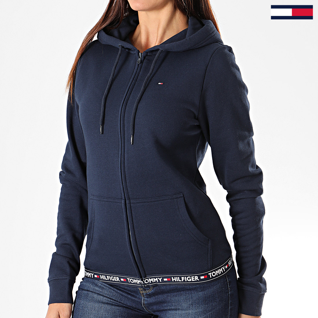 Tommy Hilfiger - Sweat Zippé Capuche Femme 00582 Bleu ...