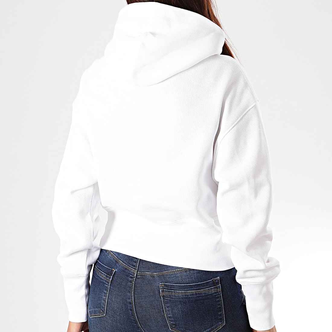 Champion - Sweat Capuche Femme Big Script 112552 Blanc ...