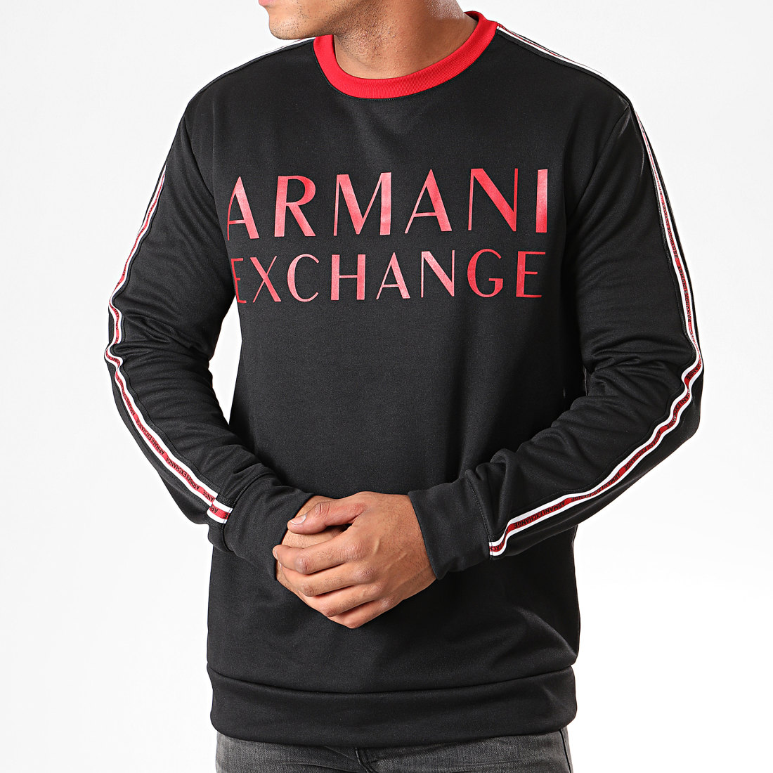 Armani Exchange Sweat Crewneck A Bandes 6GZM97ZJ4DZ Noir