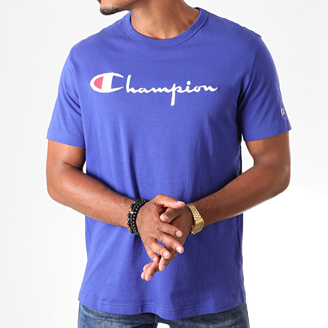 Champion - Tee Shirt Big Script 210972 Bleu Roi - LaBoutiqueOfficielle.com
